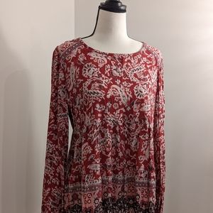 Knox Rose Paisley Red Blouse Sz Med
